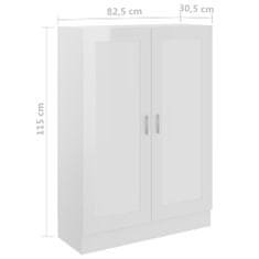 Vidaxl Knihovna bílá s vysokým leskem 82,5 x 30,5 x 115 cm dřevotříska