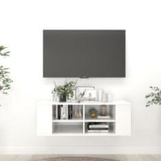 Vidaxl Nástěnná TV skříňka bílá vysoký lesk 102x35x35 cm dřevotříska