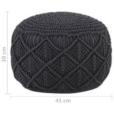 Greatstore Ručně vyrobený sedací puf macramé antracitový 45 x 30 cm bavlna