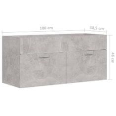 Vidaxl Skříňka pod umyvadlo betonově šedá 100x38,5x46 cm dřevotříska