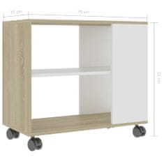 Greatstore Odkládací stolek bílý a dub sonoma 70 x 35 x 55 cm dřevotříska