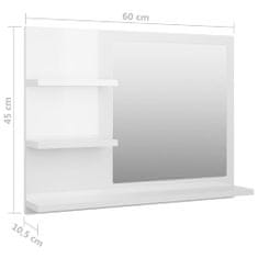 Greatstore Koupelnové zrcadlo bílé vysoký lesk 60x10,5x45 cm dřevotříska