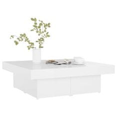 Greatstore Konferenční stolek bílý vysoký lesk 90 x 90 x 28 cm dřevotříska