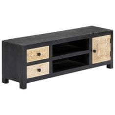 Greatstore Ručně vyřezávaný TV stolek šedý 120x30x40 cm masivní mangovník