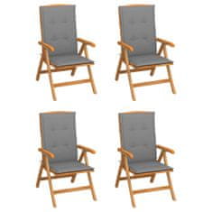 Greatstore Polohovací zahradní židle s poduškami 4 ks masivní teak