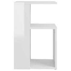shumee Odkládací stolek bílý s vysokým leskem 36x30x56 cm dřevotříska