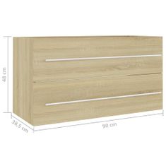 Greatstore Skříňka pod umyvadlo dub sonoma 90 x 38,5 x 48 cm dřevotříska