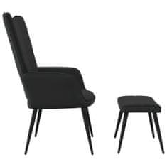 Greatstore Relaxační křeslo se stoličkou černé samet a PVC