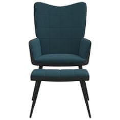 Greatstore Relaxační křeslo se stoličkou modré samet a PVC