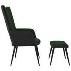 Greatstore Relaxační křeslo se stoličkou tmavě zelené samet a PVC