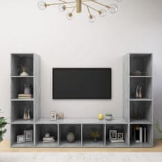 Greatstore TV skříňky 3 ks betonově šedé 142,5 x 35 x 36,5 cm dřevotříska