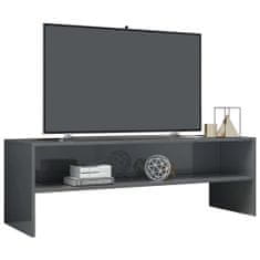 Greatstore TV stolek šedý s vysokým leskem 120 x 40 x 40 cm dřevotříska