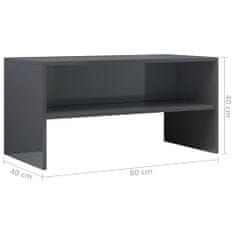 Greatstore TV stolek šedý s vysokým leskem 80 x 40 x 40 cm dřevotříska