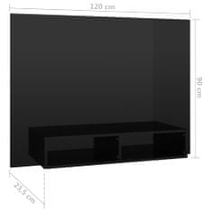 Nástěnná TV skříňka černá vysoký lesk 120x23,5x90cm dřevotříska