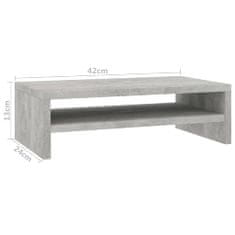 Greatstore Stojan na monitor betonově šedý 42 x 24 x 13 cm dřevotříska