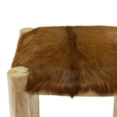 Greatstore Barová stolička pravá kůže a masivní teak