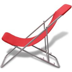 Greatstore Skládací plážové židle 2 ks práškovaná ocel červené
