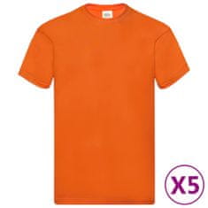 Greatstore Fruit of the Loom Originální trička 5 ks oranžová 3XL bavlna