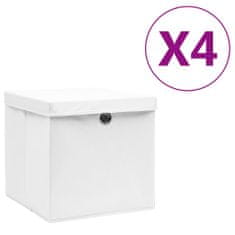 Vidaxl Úložné boxy s víky 4 ks 28 x 28 x 28 cm bílé