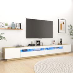 Greatstore TV skříňka s LED osvětlením bílá a dub sonoma 300 x 35 x 40 cm