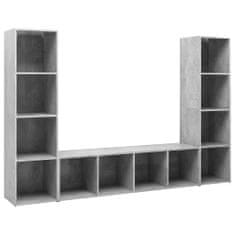 Greatstore TV skříňky 3 ks betonově šedé 142,5 x 35 x 36,5 cm dřevotříska