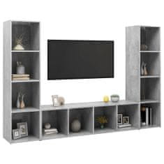 Greatstore TV skříňky 3 ks betonově šedé 142,5 x 35 x 36,5 cm dřevotříska