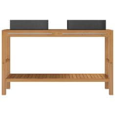 Greatstore Koupelnová skříňka masivní teak s umyvadly mramor černá