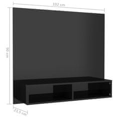 Vidaxl Nástěnná TV skříňka černá vysoký lesk 102x23,5x90cm dřevotříska