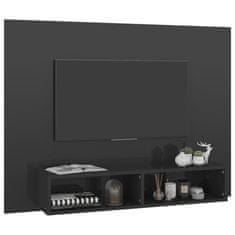 Greatstore Nástěnná TV skříňka šedá vysoký lesk 120x23,5x90 cm dřevotříska