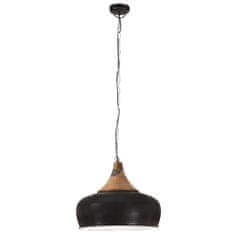 Greatstore Industriální závěsná lampa černá železo masivní dřevo 45 cm E27