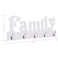 Vidaxl Nástěnný věšák FAMILY 74 x 29,5 cm