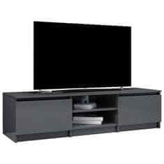 Greatstore TV stolek šedý s vysokým leskem 140 x 40 x 35,5 cm dřevotříska