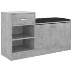 Greatstore Lavice s botníkem betonově šedá 94,5 x 31 x 57 cm dřevotříska