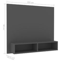 Greatstore Nástěnná TV skříňka šedá 102 x 23,5 x 90 cm dřevotříska