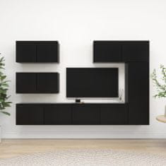 Vidaxl 6dílný set TV skříněk černý dřevotříska
