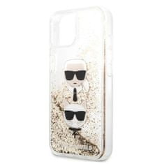 Karl Lagerfeld KLHCP13SKICGLD hard silikonové pouzdro iPhone 13 Mini 5.4" gold Liquid Glitter Karl & Choupette Head