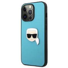 Karl Lagerfeld KLHCP13LPKMB hard silikonové pouzdro iPhone 13 / 13 Pro 6.1" blue Leather Ikonik Karl`s Head Metal