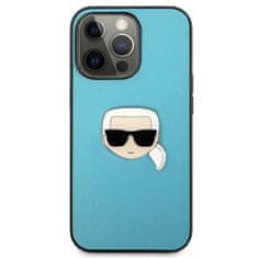 Karl Lagerfeld KLHCP13LPKMB hard silikonové pouzdro iPhone 13 / 13 Pro 6.1" blue Leather Ikonik Karl`s Head Metal