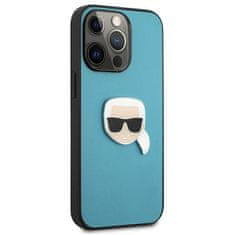 Karl Lagerfeld KLHCP13LPKMB hard silikonové pouzdro iPhone 13 / 13 Pro 6.1" blue Leather Ikonik Karl`s Head Metal