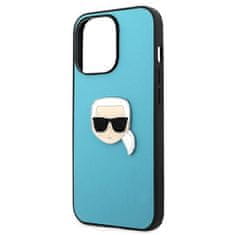 Karl Lagerfeld KLHCP13LPKMB hard silikonové pouzdro iPhone 13 / 13 Pro 6.1" blue Leather Ikonik Karl`s Head Metal