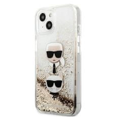 Karl Lagerfeld KLHCP13SKICGLD hard silikonové pouzdro iPhone 13 Mini 5.4" gold Liquid Glitter Karl & Choupette Head