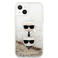 Karl Lagerfeld KLHCP13SKICGLD hard silikonové pouzdro iPhone 13 Mini 5.4" gold Liquid Glitter Karl & Choupette Head