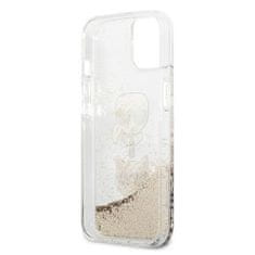 Karl Lagerfeld KLHCP13SKICGLD hard silikonové pouzdro iPhone 13 Mini 5.4" gold Liquid Glitter Karl & Choupette Head