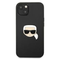 Karl Lagerfeld KLHCP13SPKMK hard silikonové pouzdro iPhone 13 Mini 5.4" black Leather Ikonik Karl`s Head Metal