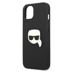 Karl Lagerfeld KLHCP13SPKMK hard silikonové pouzdro iPhone 13 Mini 5.4" black Leather Ikonik Karl`s Head Metal