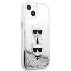 Karl Lagerfeld KLHCP13SKICGLS hard silikonové pouzdro iPhone 13 Mini 5.4" silver Liquid Glitter Karl & Choupette Head