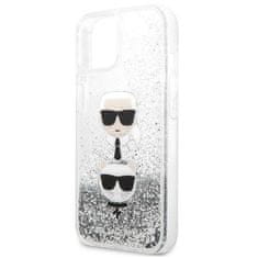 Karl Lagerfeld KLHCP13SKICGLS hard silikonové pouzdro iPhone 13 Mini 5.4" silver Liquid Glitter Karl & Choupette Head