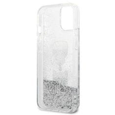 Karl Lagerfeld KLHCP13SKICGLS hard silikonové pouzdro iPhone 13 Mini 5.4" silver Liquid Glitter Karl & Choupette Head