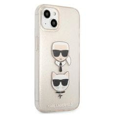 Karl Lagerfeld KLHCP13SKCTUGLGO hard silikonové pouzdro iPhone 13 Mini 5.4" gold Glitter Karl`s & Choupette