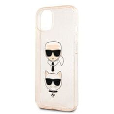 Karl Lagerfeld KLHCP13SKCTUGLGO hard silikonové pouzdro iPhone 13 Mini 5.4" gold Glitter Karl`s & Choupette